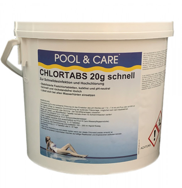 Chlortabletten 20 g, schnelllöslich, Pool & Care